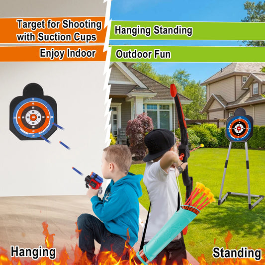 2 Bow and Arrow Sets with LED Light-up, 2 Foam Dart & Standing Target