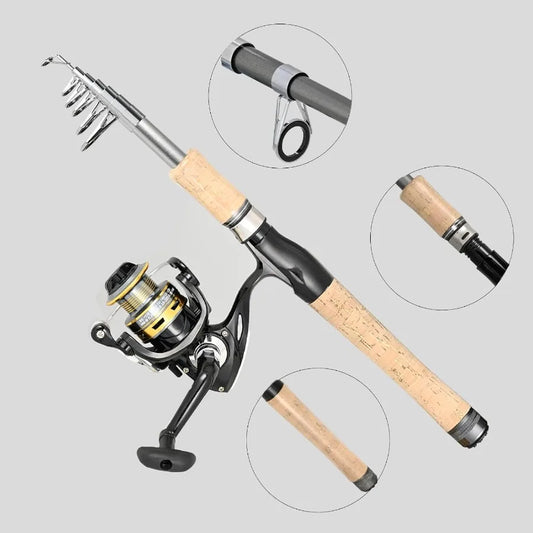 2PCS Carbon Fiber Fishing Pole Combo