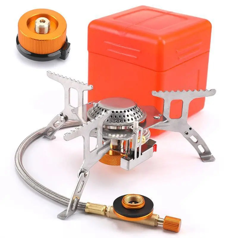 Portable Stainless Steel Camping Stove Outdoor Windbreak Picnic Fire Pit Fierce Mountain Fire Cross-Border Generation Hair