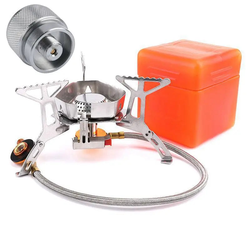 Portable Stainless Steel Camping Stove Outdoor Windbreak Picnic Fire Pit Fierce Mountain Fire Cross-Border Generation Hair