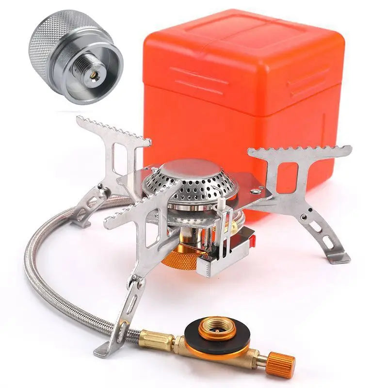 Portable Stainless Steel Camping Stove Outdoor Windbreak Picnic Fire Pit Fierce Mountain Fire Cross-Border Generation Hair