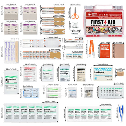 Rhino Rescue full-featured first aid kit, home and office emergency medical supplies, suitable for school, car, outdoor, travel